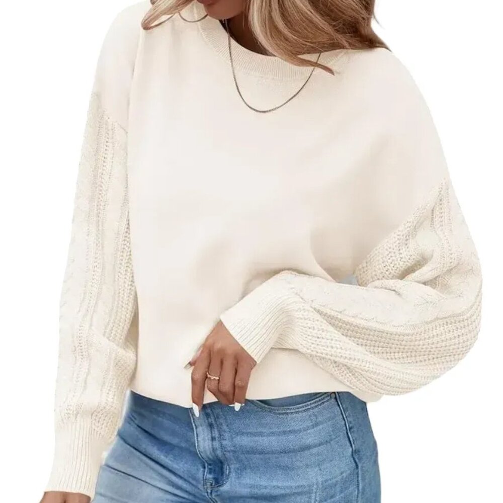 NWT Boutique Women's Cable Knit Oversized Fit Sweater | Green | Size M - Picture 2 of 6